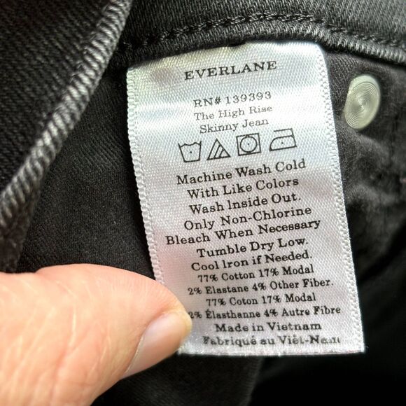 Everlane High Rise Skinny Jeans Womens 31 Denim Black Stretch Ankle Basic Casual - Picture 8 of 10